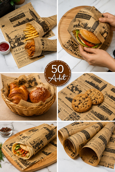 CKM silikon 50 Pieces of Vintage Newspaper Patterned Oil-Resistant Presentati...