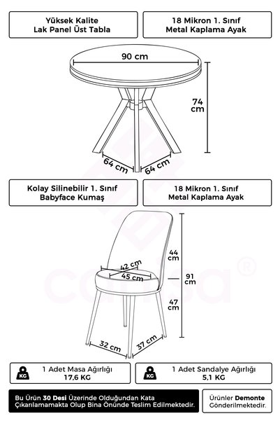 Canisa Natre Serisi 90x90 Lak Panel Antrasit İroni Krom Ayaklı Mutfak Masası Takımı Ve 4 Gri Sandalye