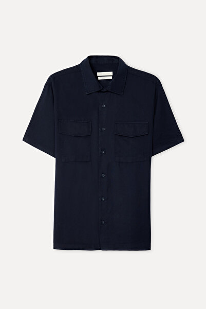Mudo Men's Navy Blue Regular Fit Short Sleeve Shirt