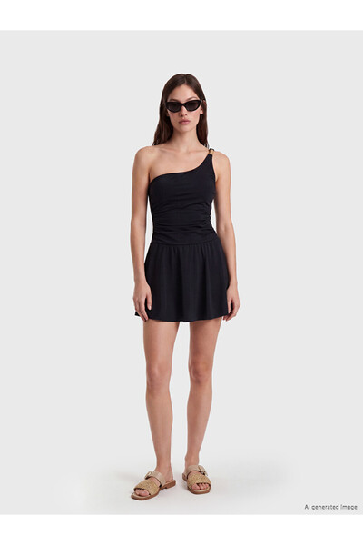 LC Waikiki One-Shoulder Women's Skirted Swimsuit