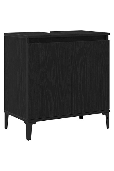vidaxl Dulap pentru Chiuveta de Baie Stejar Negru 58 x 33 x 60 cm