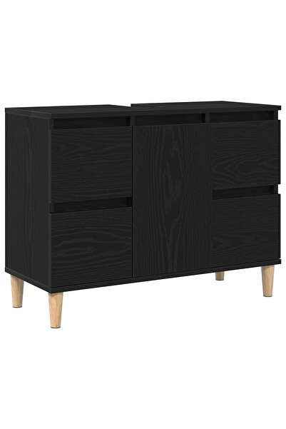 vidaxl Dulap pentru Chiuveta de Baie Stejar Negru 80 x 33 x 60 cm