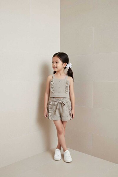 JK Fashion giyim Şortlu 2'Li Alt Üst Takım Kız Çocuk