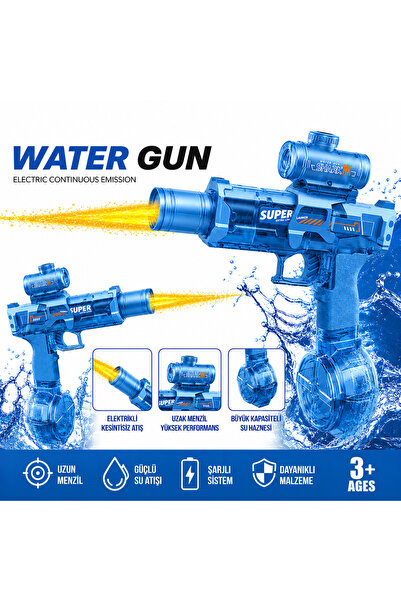 G-TUĞ OUTLET Eletrikli Sarjlı 25 Cm Su Tabancası Basınçlı Otomatik Sürekli At...