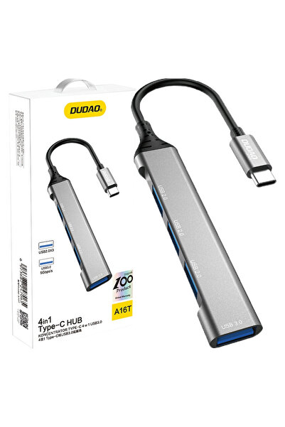 DUDAO Hub USB-C 4 în 1 pentru MacBook Pro, 4 porturi USB-A 3.0 și 2.0, compat...