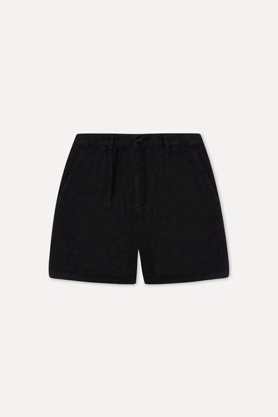 Mudo Kadın Siyah Regular Fit Keten Şort