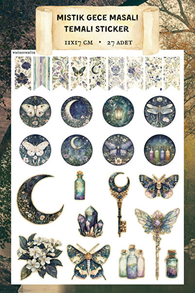 WhimsyWhite Mystical Magical Night Themed Sticker |   27 Pieces 11X17 cm |   ...