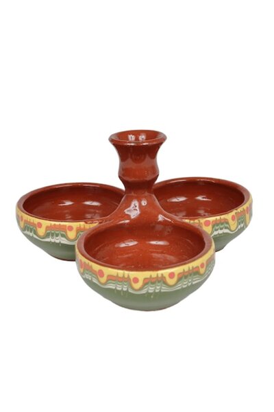 OEM Ceramic salt, pepper or paprika holder, hand-painted, 13x7.5 cm, green