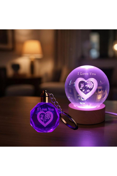 ForWhat Colorful Style I Love You Glass Globe Crystal Keychain for Office Hom...