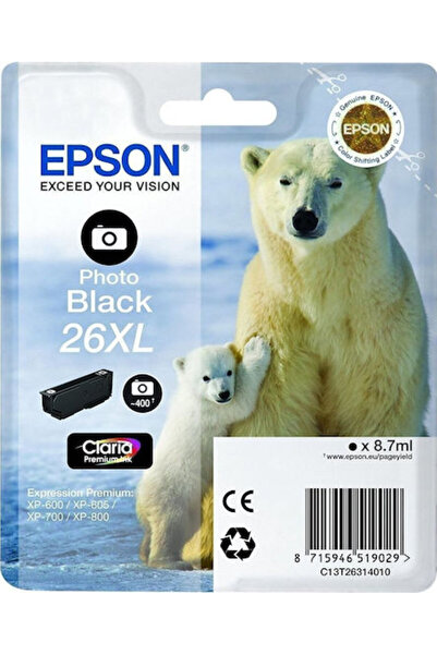 EPSON 26XL Γνήσιο Μελάνι Εκτυπωτή InkJet Φωτογραφικό Μαύρο (C13T26314010 C13T...