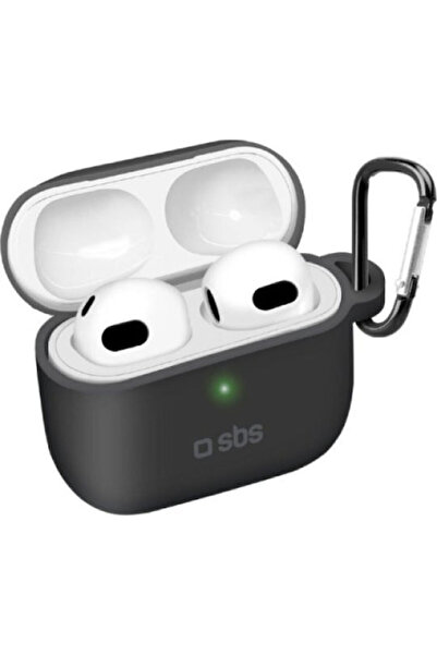 SBS Θήκη σιλικόνης με μπρελόκ μαύρη για Apple AirPods 3