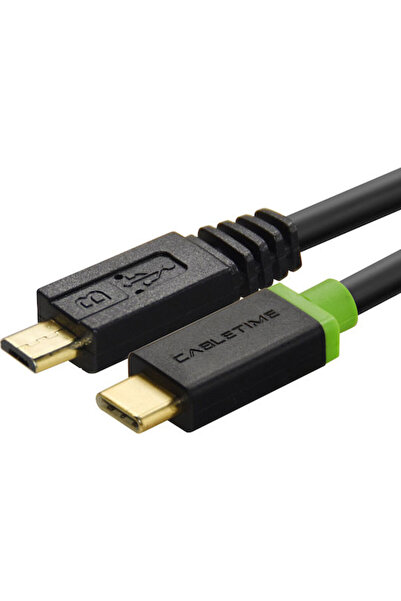 Cabletime Καλώδιο USB 2.0 USB-C Αρσενικό - micro USB-B Μαύρο 1μ CT-U32-CMMCBG