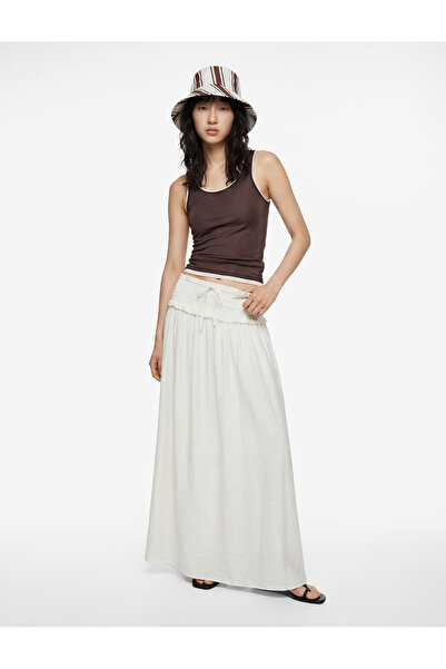 Koton A-Line Waist-Tied Viscose Long Skirt
