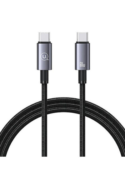Usams Πλεγμένο Καλώδιο USB 2.0 USB-C Αρσενικό - USB-C 60W PD Μαύρο 1.2μ US-SJ661