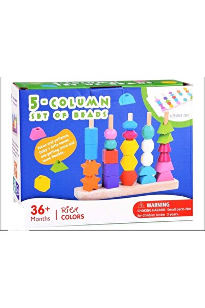 Generic 5-Column Set of Beads, Wooden Stacking Toy, Multicolour, Educational ...