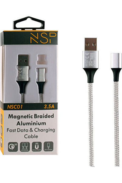 NSP Καλώδιο USB 2.0 1μ, Τύπου Α αρσενικό, με μαγνητικό ασημί άκρο