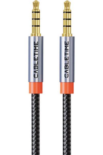 Cabletime Καλώδιο Jack 3.5mm, Αρσενικό 3.5mm - Αρσενικό 3.5mm, Μαύρο, 2μ, CT-...