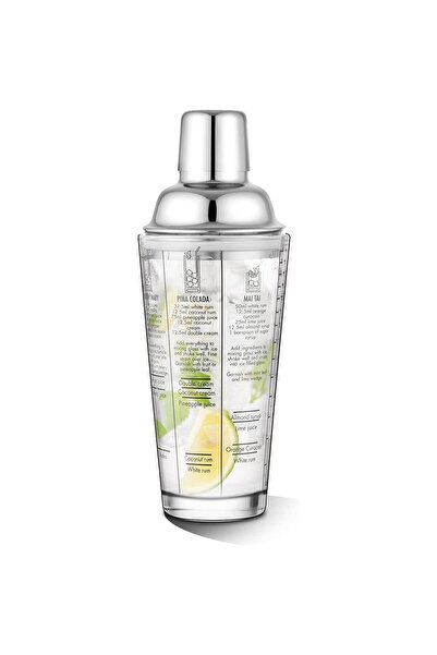 Ayawaska Cocktail Shaker made of glass 450 ml, with stainless steel lid, stra...