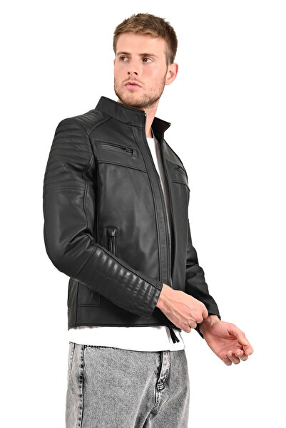 ALİN Men's Black Genuine Leather Coat Sandor - You Can Review the Sizes in th...