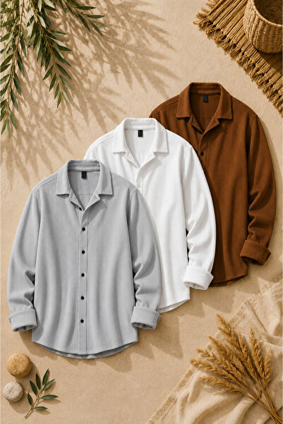 legends butik Set de 3 cămăși din țesătură otomană pentru bărbați – Pachet av...