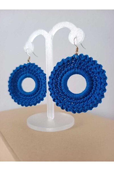 OEM Handmade round earrings, crocheted, ideal gift - navy blue