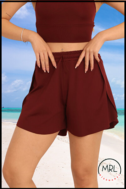 missmaral Women's Plum/Plum Shorts Form-Fitting Bikini Bottom with Pockets, E...