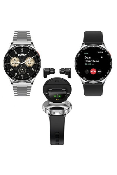 SMRSTORE HainoTeko ST-7 WATERPROOF AMOLED Akıllı Saat Watch Buds Kulaklıklı 3 Kordon Bluetooth