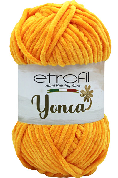 Etrofil Yonca Velvet Knitting Yarn Golden Yellow 100% Polyester 100g 120m (72...