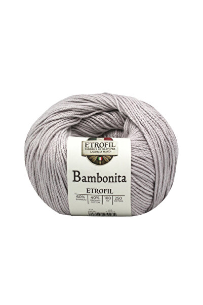 Etrofil Bambonita Knitting Yarn Light Gray 60% Bamboo 40% Organic Cotton 100g...