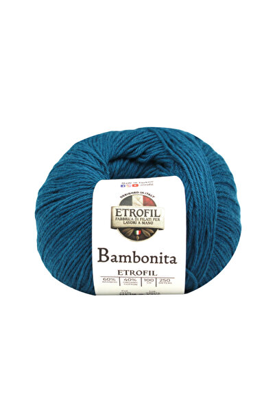 Etrofil Bambonita Knitting Yarn Petrol Blue 60% Bamboo 40% Organic Cotton 100...