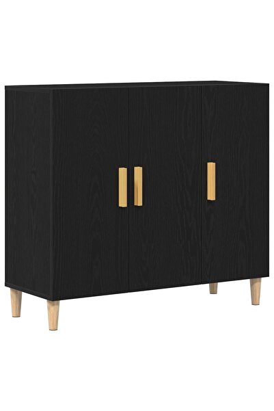 vidaxl Bufet Stejar Negru 90 x 34 x 80 cm Lemn compozit