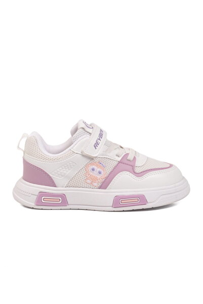 REYBER White Lilac Velcro Mesh Girls' Sports Shoes