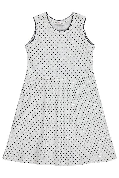 Civil Girls Rochie cu buline pentru copii de 6-9 ani - Ecru
