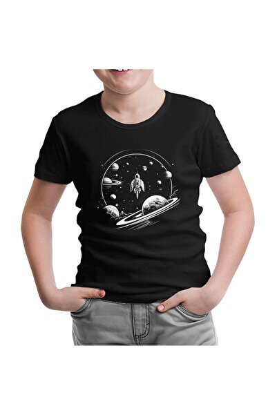 Lord T-Shirt Travel to the Planets Black Kids Tshirt