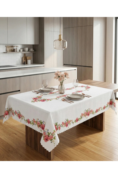 Sfr Home by FİSKOS Rose Pattern Burnt Tablecloth