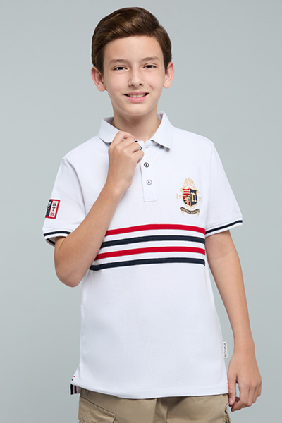 R&B Embroidered Polo T-Shirt with Short Sleeves