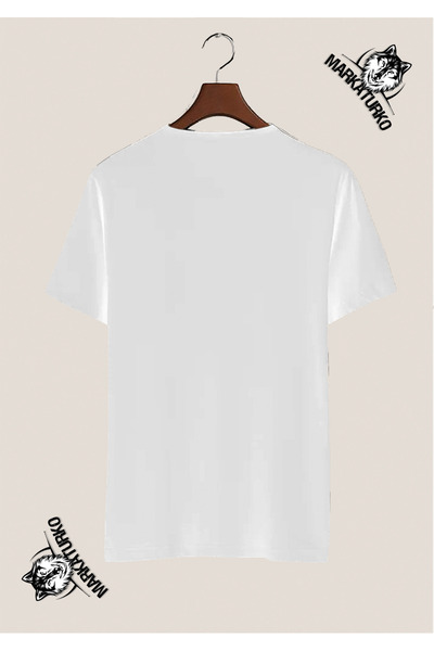 MarkaTurko Dad of Son Special Design Printed White T-Shirt