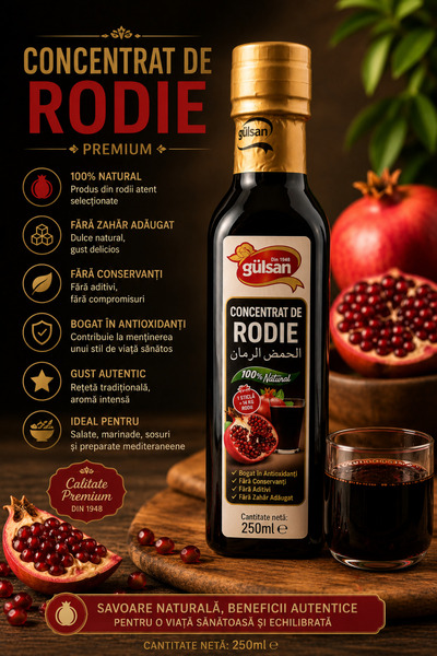 gülsan Concentrat de Rodie 250ml – 100% | Fără Zahăr Adăugat | Bogat în Antio...