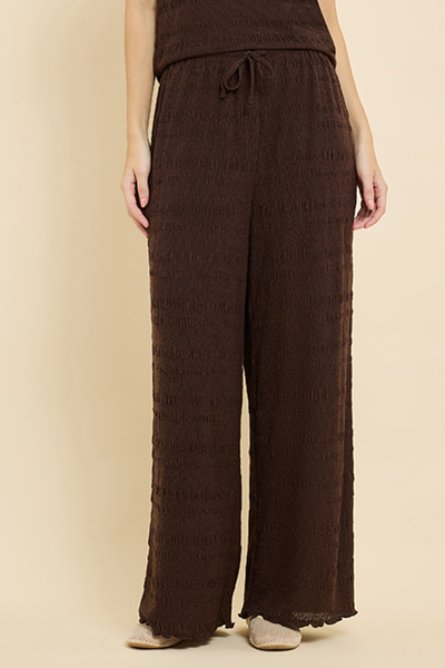 R&B Self Patterned Knitted Pants with Drawstring Waist