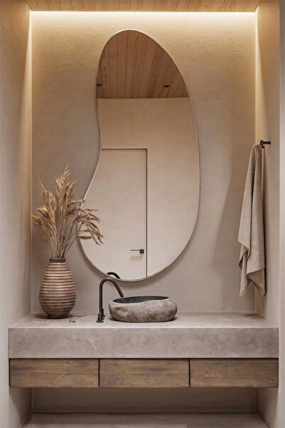Mirror Home Decor Art Modern Organik Şekilli Çerçevesiz Duvar Aynası - Dekora...