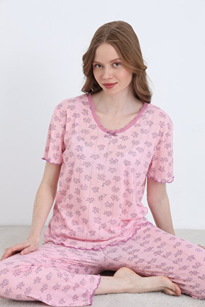 ELİTOL Jacquard Viscose Lace Women's Pajama Set
