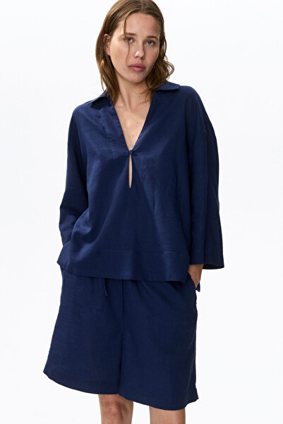 H&M Keten Karışımlı Popover Gömlek