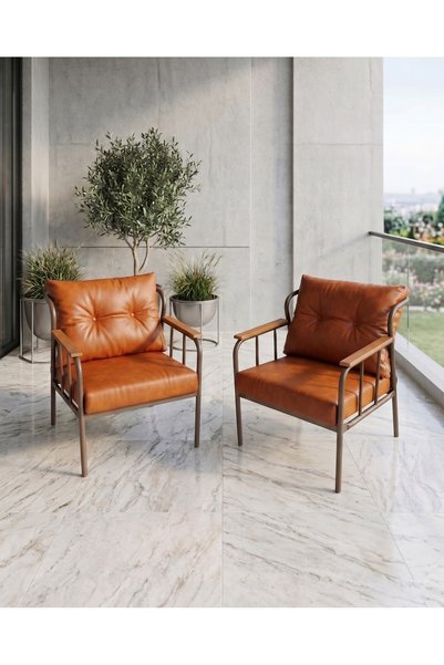 Azra Aksesuar Paris Model 2 Adet Taba Balkon Berjeri Takımı Cappucino Metal İ...