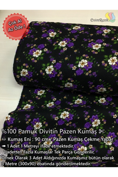 Renk Tekstil Yeni Divitin Pazen Metrelik Kumaş - Elbise - Hobi Tasarım - %100...