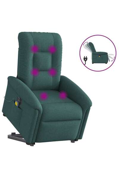 vidaxl Fotoliu electric masaj rabatabil / ridicare verde închis textil