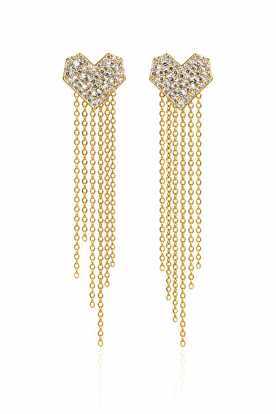 Angelovia Dangle Zircon Stone Gold Women's Earrings
