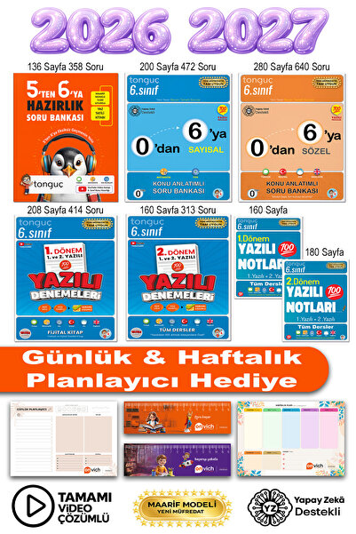 Tonguç Yayınları 6. Sınıf 5 ten 6 ya Hazırlık Seti Tüm Dersler 1. ve 2. Dönem...