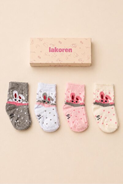 Lakoren Organic Cotton Premium 4-Piece Baby & Kids Socks Bunny Dreams Rabbit ...