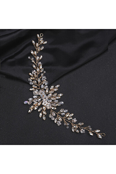Raizel Gold bridal hair accessory, with Stone-Embellished and beads, Monika Gold