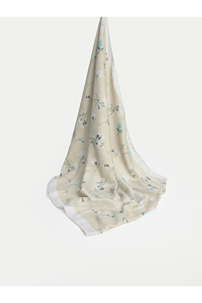 LC Waikiki Lcw Modest Green Satin Floral Women's Shawl with Nevavm Difference